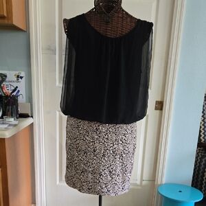 Calvin Klein Black and Cream Sequin Mini Dress